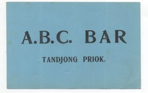 Tarjeta publicitaria de los años 20 para el A.B.C. Bar Tandjong Java Indonesia - Imagen 1 de 2