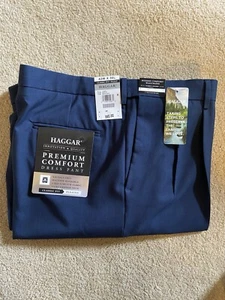 Haggar Premium Comfort Dress Pant 42x30 Classic Fit Pleated, Stretch, Cuffs - Picture 1 of 6