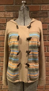 Doncaster Sport Striped Wool Blend Cardigan Size S Hooded Pockets Toggle Buttons - Picture 1 of 9