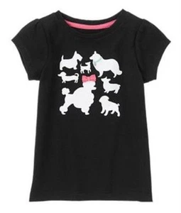 NEW Gymboree Toddler Girls 18-24 mos Dogs Black Cotton Short Sleeve Top T-Shirt - Picture 1 of 3