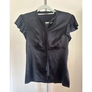 Top cravatta blusa Black Label Ralph Lauren seta manica svasata taglia 6 vintage - Foto 1 di 7