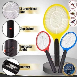 Bug Zapper Racket Fly Swatter Mosquito Bat Wasp Electric Insect Pest Killer Trap - Picture 1 of 18