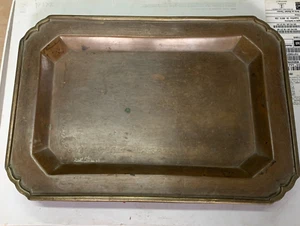 Antique Hand Crafted Brass Food Beverage Serving Tray Plate With Four Legs Stand - Picture 1 of 8