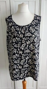 BHS Black Floral Sleeveless Top Size 20 - Picture 1 of 6
