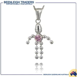 Sterling Silver GEM / BEAD BABY CHARM Tourmaline Pink, Small Round Stone New - Picture 1 of 10