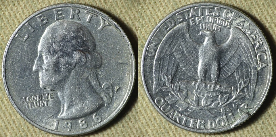 Error : 1986P Quarter Broadstruck, Cud Rev. K 5-5:30 IREC2717 - Image 1 of 1