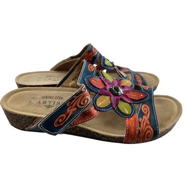 Spring Step L'Artiste Thrill Sandals Womens 5.5 6 36 Slip On Hand Painted Floral - Image 1 of 4