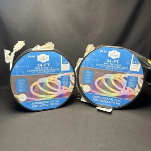 Lot 2 Holiday Time 24ft Multicolor Crystal Rope LED String Lights Christmas Reel - Picture 1 of 7
