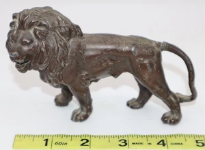 ANTIQUE METAL LION - FIGURE - MADE OF CAST METAL - 5" - - Picture 1 of 6
