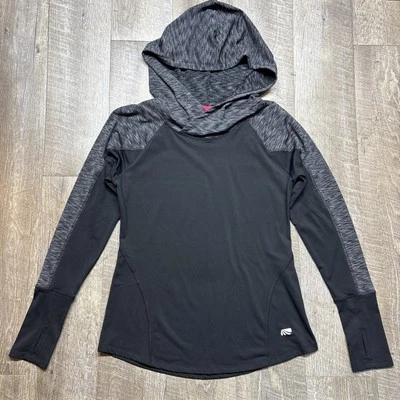 Marika Tek Pullover Hoodie Women Sz S Aqua Dri-Wik Lightweight Black Thumb Holes - Изображение 1 из 4