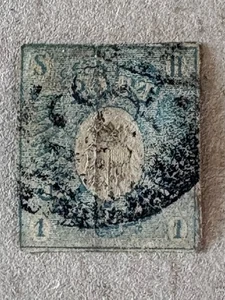 Schleswig-Holstein 1 / 1850 Embossed Coat of Arms Stamp / Used / Faults - Picture 1 of 2