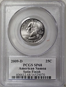 2009-D 25C PCGS SP68 - Clad Satin Finish American Samoa Quarter - Picture 1 of 2
