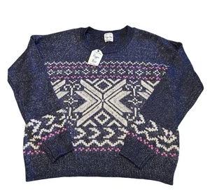 Hippie Rose Damen Fair Isle Muster Pullover Dunkelblau Größe M Neu mit Etikett - Bild 1 von 6