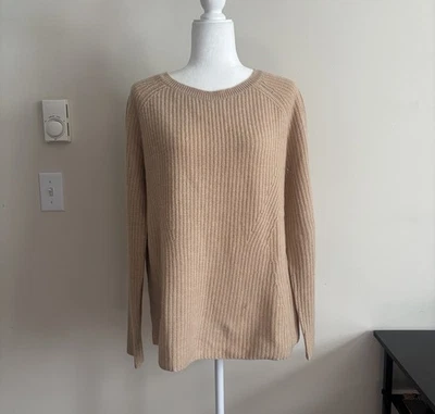 Lord & Taylor Womens XL Chunky Cashmere Sweater Tan Neutral Quiet Luxury - Image 1 of 4