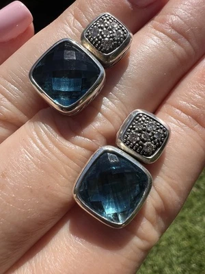 David Yurman - Sterling Silver  Topaz & Diamond Earrings - Image 1 of 4