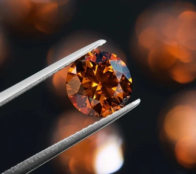 7mm Orange Lab Grown Diamond VVS1 1.25ct Round Brilliant Loose Gemstone - Image 1 of 4