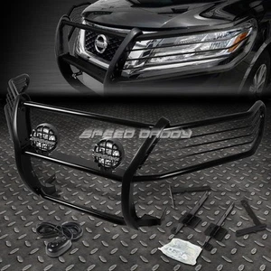 BLACK BRUSH GRILLE GUARD+ROUND CLEAR FOG LIGHT FOR 13-16 NISSAN PATHFINDER R52 - Picture 1 of 11