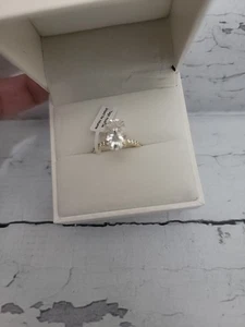 Damen-Verlobungsring 3,5 kt Ovalschliff Laborgefertigt Diamant Silber Gelbgold  - Bild 1 von 9