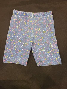 Pre-Owned Kids Korner Girls Blue Biker Stretch Shorts With Triangles Size 4T - Picture 1 of 2