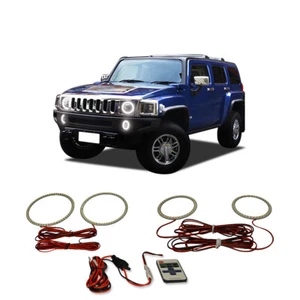 White LED Headlight Fog Halo Ring RF Kit for Hummer H3 06-10 - Foto 1 di 9