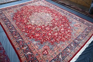 Hand Knotted Large Caucasian Area Rug 10x13 Red Geometric Medallion Wool Carpet - Picture 1 of 14