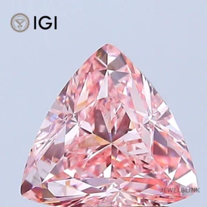 IGI Certified 2.01 CT Fancy Vivid Pink VVS1 Trillion Cut CVD Lab Grown Diamond - Picture 1 of 18