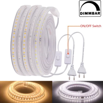 220V 230V 2835 Dimmbar LED Stripe Streifen Wasserdichte Lichtschlauch Lichtband - Bild 1 von 4