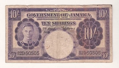 JAMAICA 1955 10 SHILLINGS - Image 1 of 2