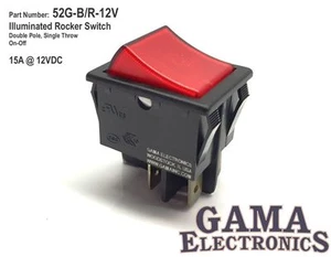 15 Amp Double Pole Single Throw On-Off Illuminated Rocker Switch 12V - Picture 1 of 3