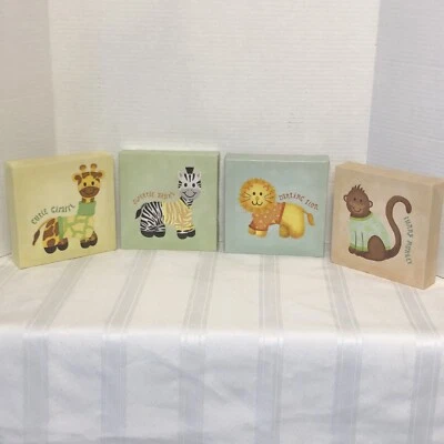 Зоопарк сафари животных Kids детской стены холст искусства декор лот из 4 6 «x 6» причудливый - Изображение 1 из 4