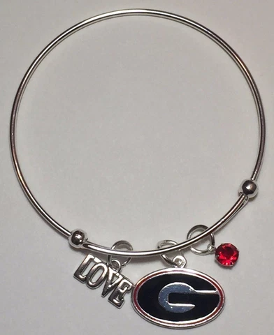 New Love Georgia Bulldogs Wire Bangle Charm Bracelet, Gift for Her Mom Cover