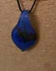 Fashion Jewelery Necklace black cord type with blue glass pendant 