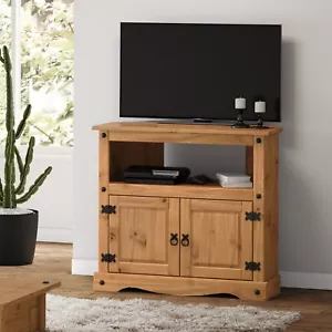 Corona TV Unit Corner Media Cabinet Stand 2 Door Solid Pine by Mercers Furniture - Picture 1 of 7