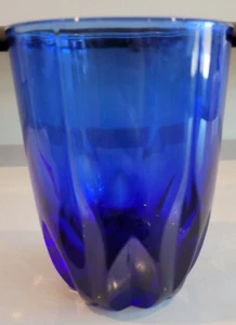 COBALT BLUE LOW BALL TUMBLER LARGE THUMBPRINTS 4.25 INCHES HOLDS 10 OZS - Picture 1 of 6