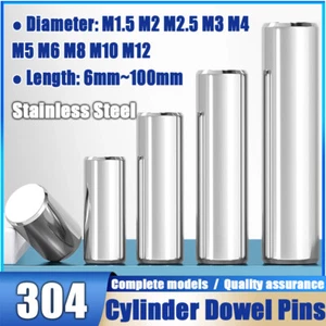 Stainless Steel Dowel Pins Solid M1.5 M2 M2.5 M3 M4 M5 M6 M8 M10 M12 Motor Shear - Picture 1 of 144