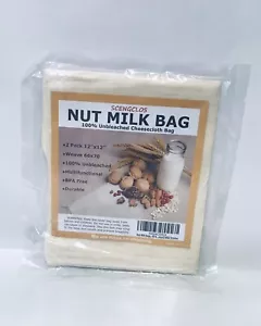 New Nut Milk Cheesecloth Unbleached 12" x 12" Bag BPA Free Two pack - Picture 1 of 2