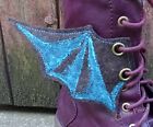Steampunk Boot Wings Fabric Bat Wings Goth Shoe Accessory Blue Brown Cosplay