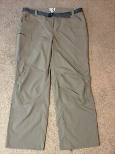 LL Bean Hiking Pants Womens L Petite Nylon Outdoor Camping Fishing Belted Cargo