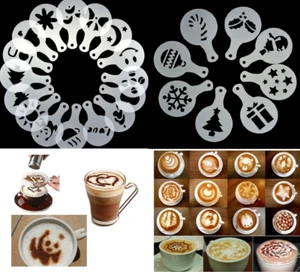 Cappuccino Latte Coffee Stencils Template Strew Flowers Duster Spray Christmas - Picture 1 of 3