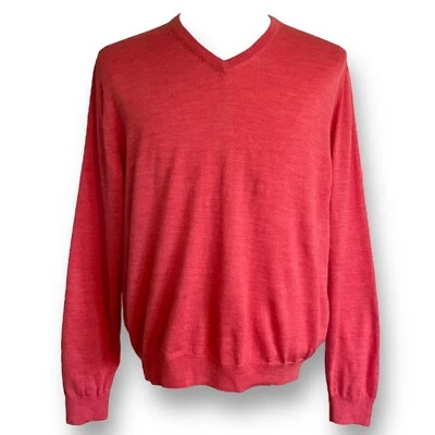 Suéter de golfe masculino coleção Bobby Jones tamanho grande laranja extra fino lã merino - Imagem 1 de 4