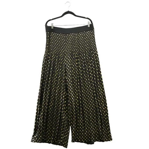 Melissa Paige Skirt Pants Womens L Black Gold Metallic Accordion Pleat Wide Leg - Picture 1 of 10