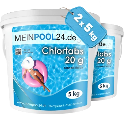 10kg (2x5kg) Chlortabs 20g Chlor Tabletten Chlor Tabs schnell löslich Poolchemie - Bild 1 von 4