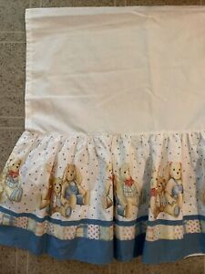 Vintage Daisy Kingdom Pastel Baby Crib Skirt  long sides  Bears and Bunnies
