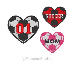 Custom Embroidered Heart Soccer Ball Sport Name Tag Sew on Round Patch SP-P01 - Picture 1 of 11