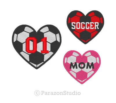 Custom Embroidered Heart Soccer Ball Sport Name Tag Sew on Round Patch SP-P01 - Image 1 of 4