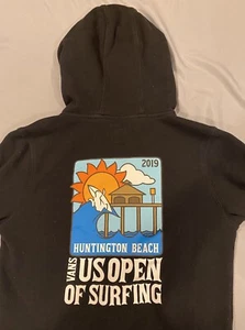 Vans Hoodie Youth 7/XL Black Full Zip Long Sleeve 2019 US Open of Surfing - Picture 1 of 9