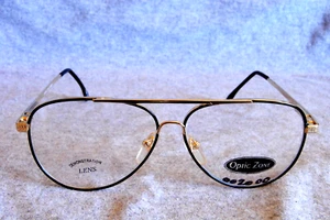 optic zone eyeglass frames 5501 aviators gold black 58-16-150 - Picture 1 of 4