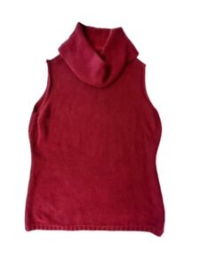 Studio Works Cowl Neck Chunky Knit Sleeveless Sweater Top Cable Fisherman 1X RED