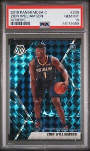 ZION WILLIAMSON 2019 PANINI MOSAIC #209 GENESIS PRIZM ROOKIE SP PSA 10 GEM MINT