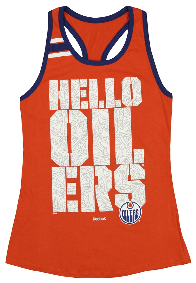 Camiseta sin mangas Reebok NHL para niñas jóvenes (7-16) Edmonton Oilers corte princesa Foto 1 de 1